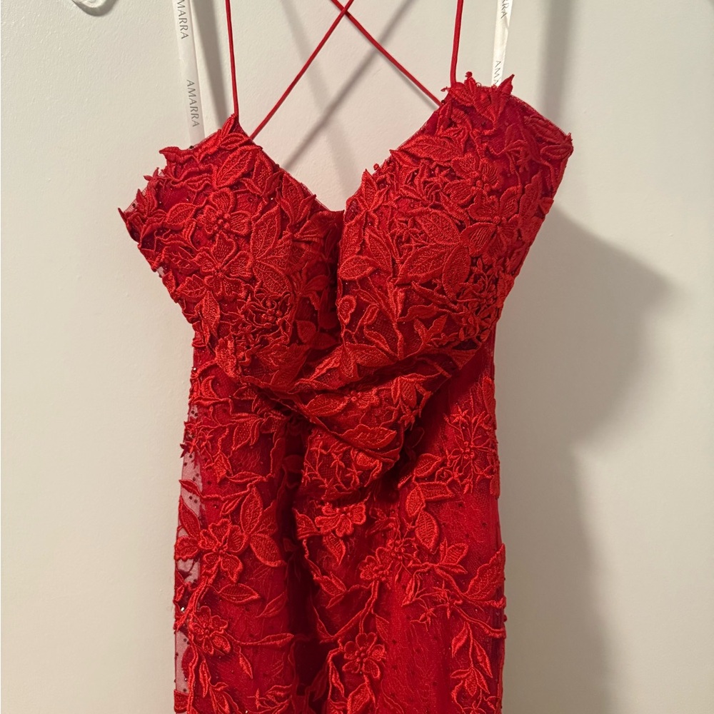Elegant Red Lace Prom Dress